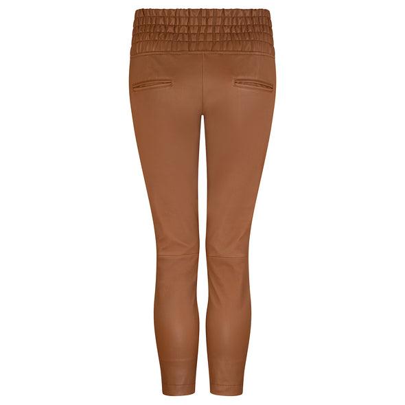 CAMEL STRETCH LEATHER JOGGER