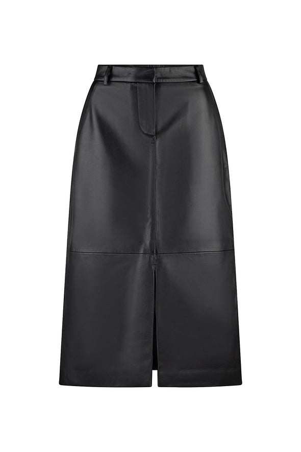 A LINE LEATHER SKIRT